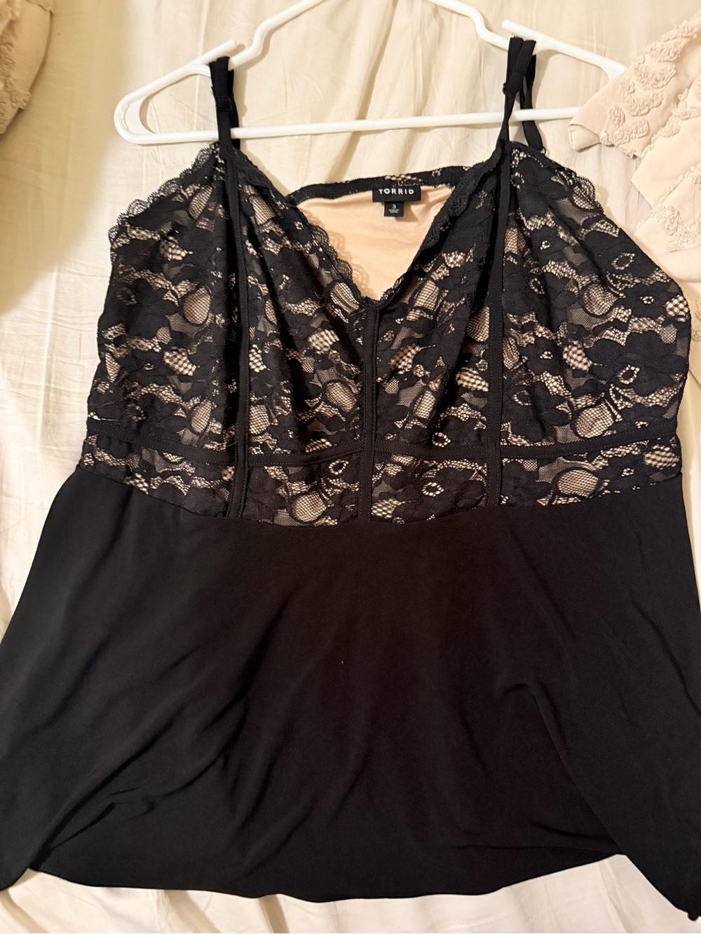 Torrid Black & Nude Lace Baby Doll Tank